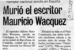 Murió el escritor Mauricio Wacquez  [artículo]