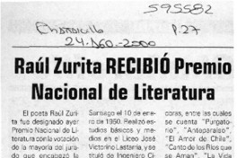 Raúl Zurita recibió Premio Nacional de Literatura  [artículo]