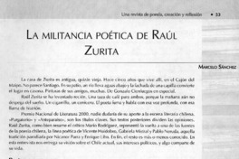 La militancia poética de Raúl Zurita  [artículo] Marcelo Sánchez