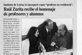 Raúl Zurita recibe el homenaje de profesores y alumnos  [artículo]
