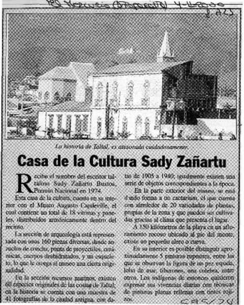 Casa de la cultura Sady Zañartu  [artículo]