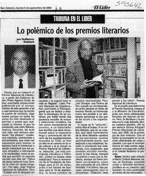 Lo polémico de los premios literarios  [artículo] Guillermo Rubilard