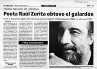 Poeta Raúl Zurita obtuvo el galardón  [artículo]