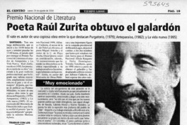 Poeta Raúl Zurita obtuvo el galardón  [artículo]