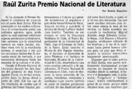 Raúl Zurita Premio Nacional de Literatura  [artículo] Ramón Riquelme