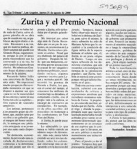 Zurita y el Premio Nacional  [artículo] Mario Ríos Santander
