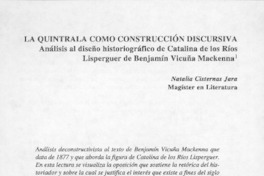 La Quintrala como construcción discursiva  [artículo] Natalia Cisternas Jara