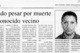 Hondo pesar por muerte de conocido vecino  [artículo]