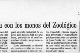 Raúl Zurita se encierra con los monos del Zoológico  [artículo]