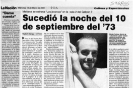 Sucedió la noche del 10 de septiembre del '73  [artículo] Rigoberto Carvajal