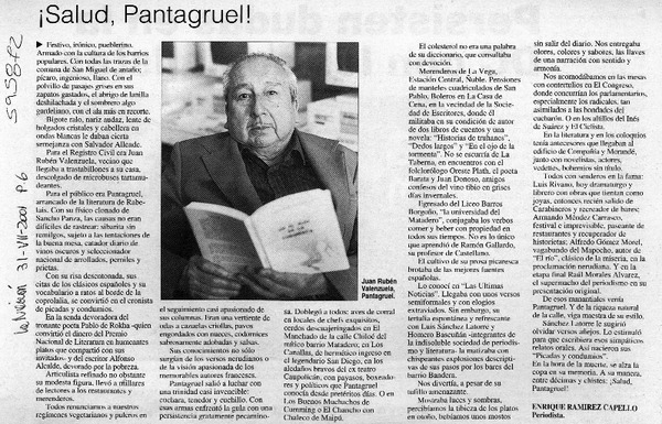 ¡Salud, Pantagruel!  [artículo] Enrique Ramírez Capello