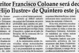 Escritor Francisco Coloane será declarado "Hijo Ilustre" de Quintero este jueves  [artículo]