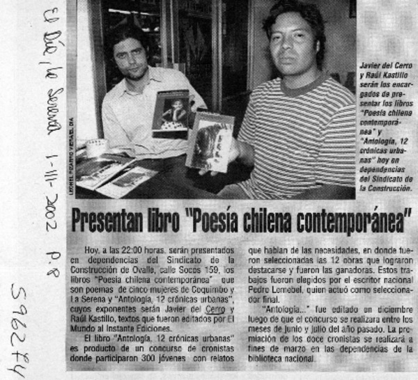 Presentaron libro "Poesía chilena contemporánea"  [artículo]