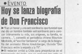 Hoy se lanza biografía de Don Francisco  [artículo]