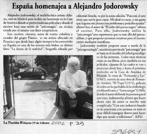 España homenajea a Alejandro Jodorowsky  [artículo]