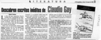 Descubren escritos inéditos de Claudio Gay  [artículo] Sergio Tanhnuz