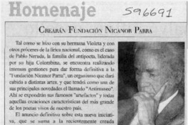 Crearán Fundación Nicanor Parra  [artículo]