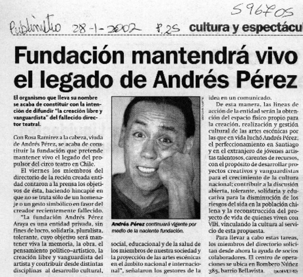 Fundación mantendrá vivo el legado de Andrés Pérez  [artículo]