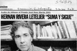 Hernán Rivera Letelier "suma y sigue"  [artículo]