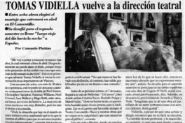 Tomás Vidiella vuelve a la dirección teatral  [artículo] Consuelo Plubins
