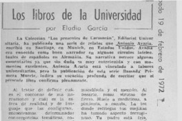 Los libros de la Universidad  [artículo] Eladio García.