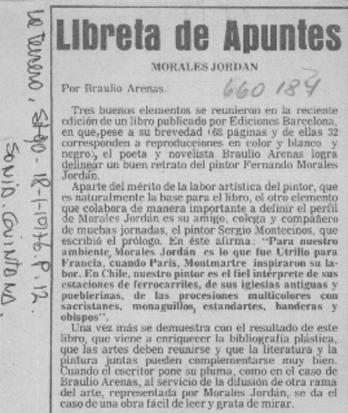 Morales Jordán  [artículo] Sonia Quintana.