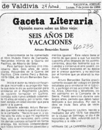 Seis años de vacaciones  [artículo] Hernán de la Carrera Cruz.