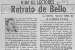 Retrato de Bello  [artículo] Hernán Poblete Varas.
