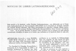 Noticias de libros latinoamericanos  [artículo] Aníbal Edwards Errázuriz.