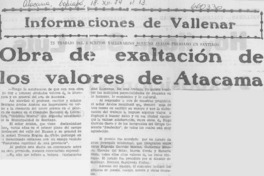 Obra de exaltación de los valores de Atacama.
