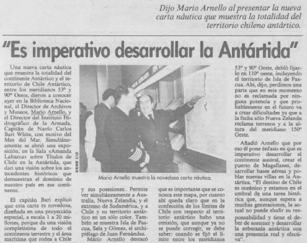 "Es imperativo desarrollar la Antártida".