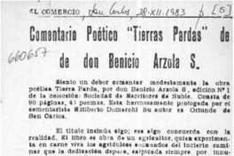 Comentario poético "Tierras Pardas" de don Benicio Arzola S. : [comentario] [artículo] Edilberto Domarchi.
