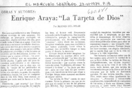Enrique Araya: "La Tarjeta de Dios".  [artículo] Hernán del Solar.