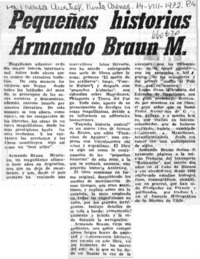 Pequeñas historias Armando Braun M.  [artículo]