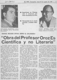 "Obra del profesor Oroz es científica y no literaria".