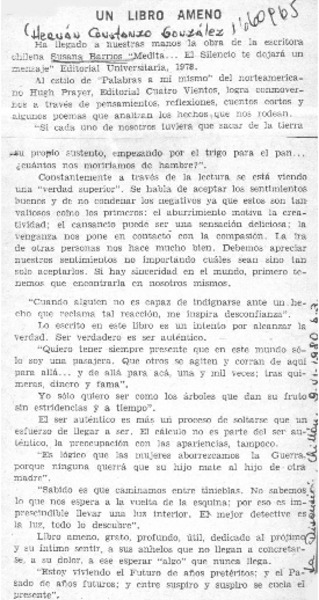Un libro ameno  [artículo] Hernán Constanzo González.