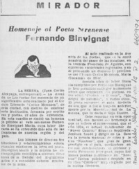 Homenaje al poeta serenense Fernando Binvignat.