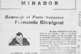 Homenaje al poeta serenense Fernando Binvignat.