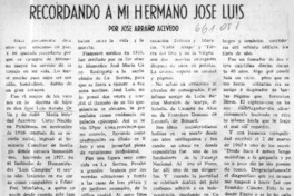 Recordando a mi hermano Jose Luis  [artículo] José Arraño Acevedo.