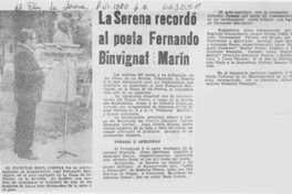 La Serena recordó al poeta Fernando Binvignat Marín.