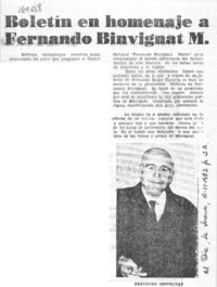 Boletín en homenaje a Fernando Binvignat M.  [artículo]
