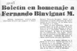 Boletín en homenaje a Fernando Binvignat M.  [artículo]