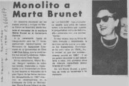 Monolito a Marta Brunet.  [artículo]