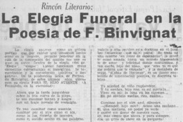 La elegía funeral en la poesía de F. Binvignat