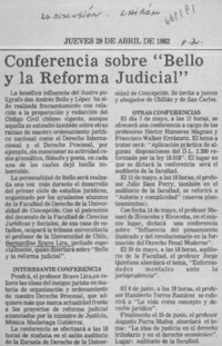 Conferencia sobre "Bello y la Reforma Judicial".  [artículo]