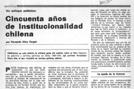 Cincuenta años de institucionalidad chilena  [artículo] Fernando Silva Vargas.