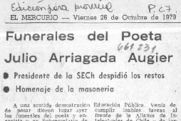 Funerales del poeta Julio Arriagada Augier.  [artículo]