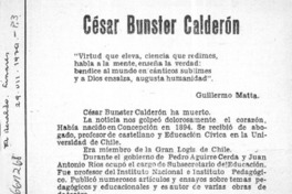 César Bunster Calderón  [artículo] Guillermo Matta.