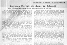 Algunas cartas de Juan A. Alberdi  [artículo] Raúl Silva Castro.