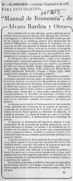 Manual de economía, de Alvaro Bardón y otros  [artículo] R.